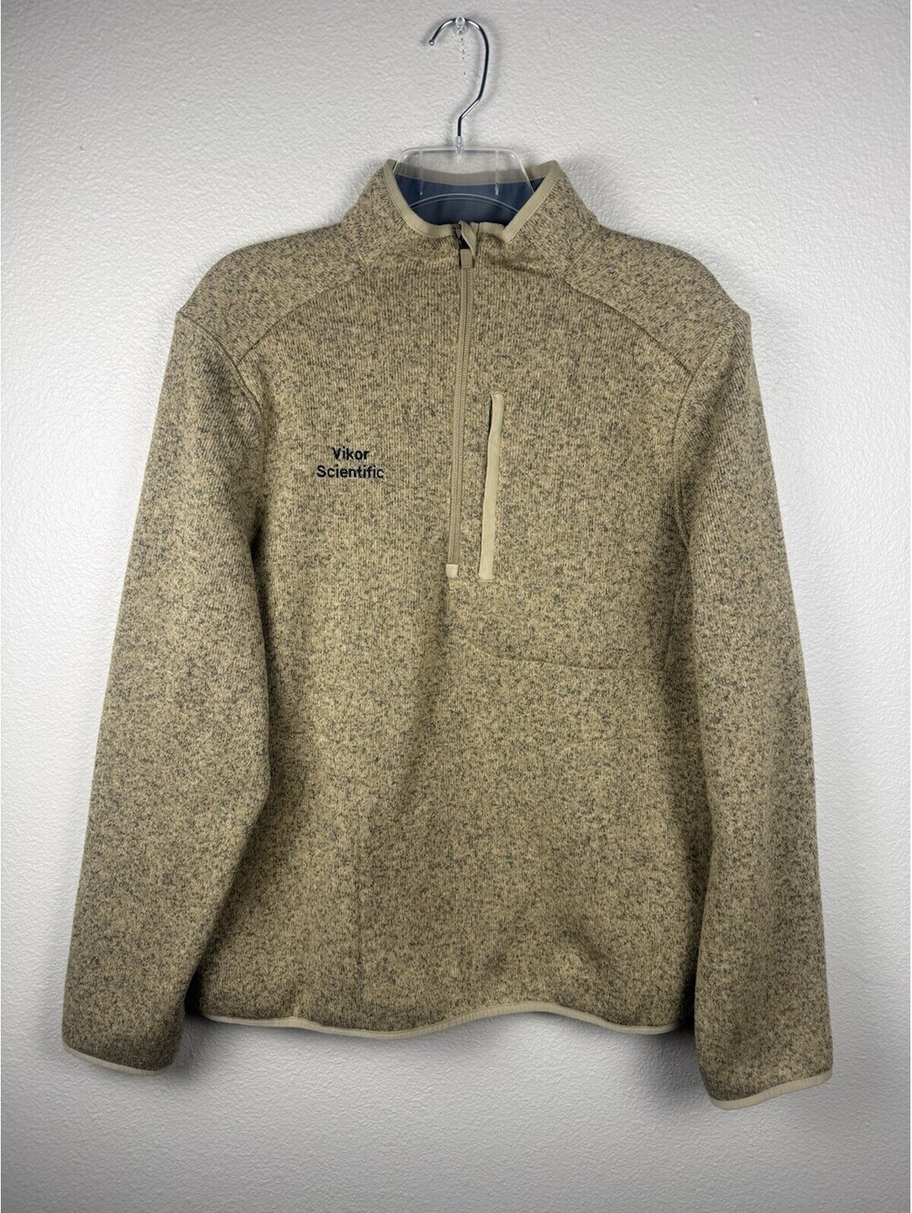 FIGS On-Shift Sweater Knit Quarter Zip Pullover XL Tan Heather Fleece Vikor